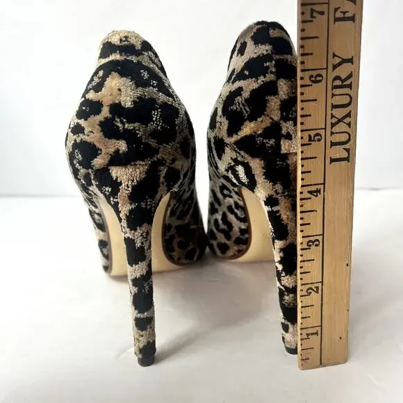Francensco Russo Pumps Woman 11 Velvet Leopard Print Stiletto Heels Italy Made - Picture 9 of 16
